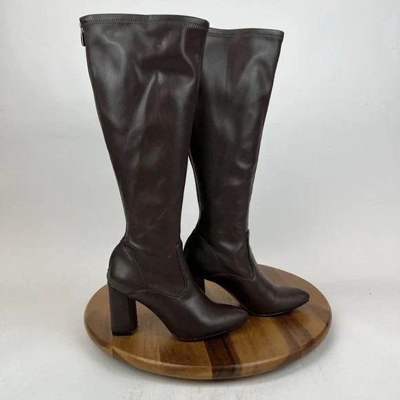 Womens Franco Sarto Kathrine Dark Brown Faux Leather Riding Boots Size 6 M WC - Picture 1 of 10